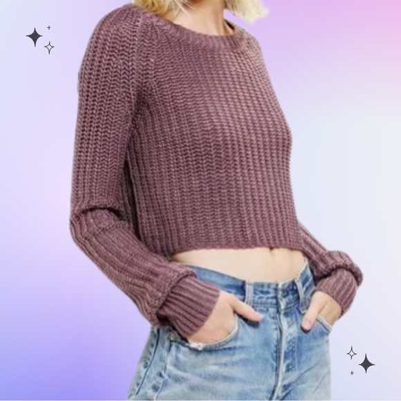 Kimchi Blue Sweaters - Kimchi Blue cropped purple knit sweater